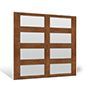 A picture of a wooden door with a white frame on a white background.