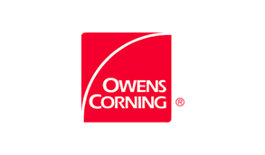 Owens Corning logo: Red square with a white curved line and Owens Corning text.