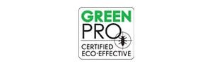 Green Pro Certified Eco-Effective logo with green and black text and an insect graphic.