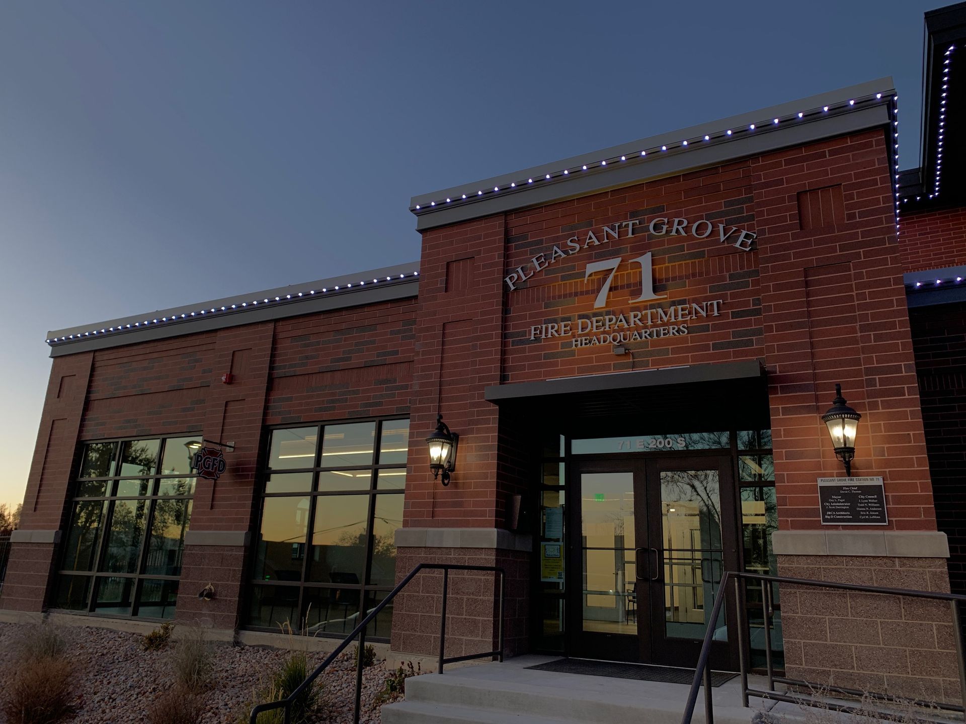 A brick building with the number 71 on it