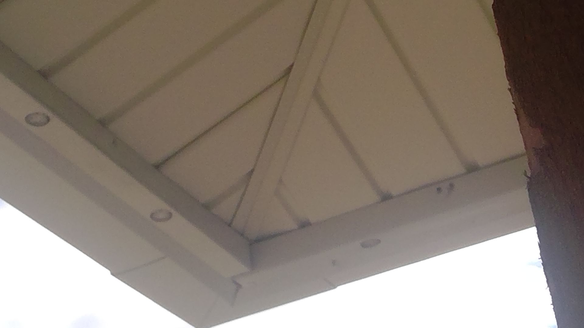 Looking up at the ceiling of a building