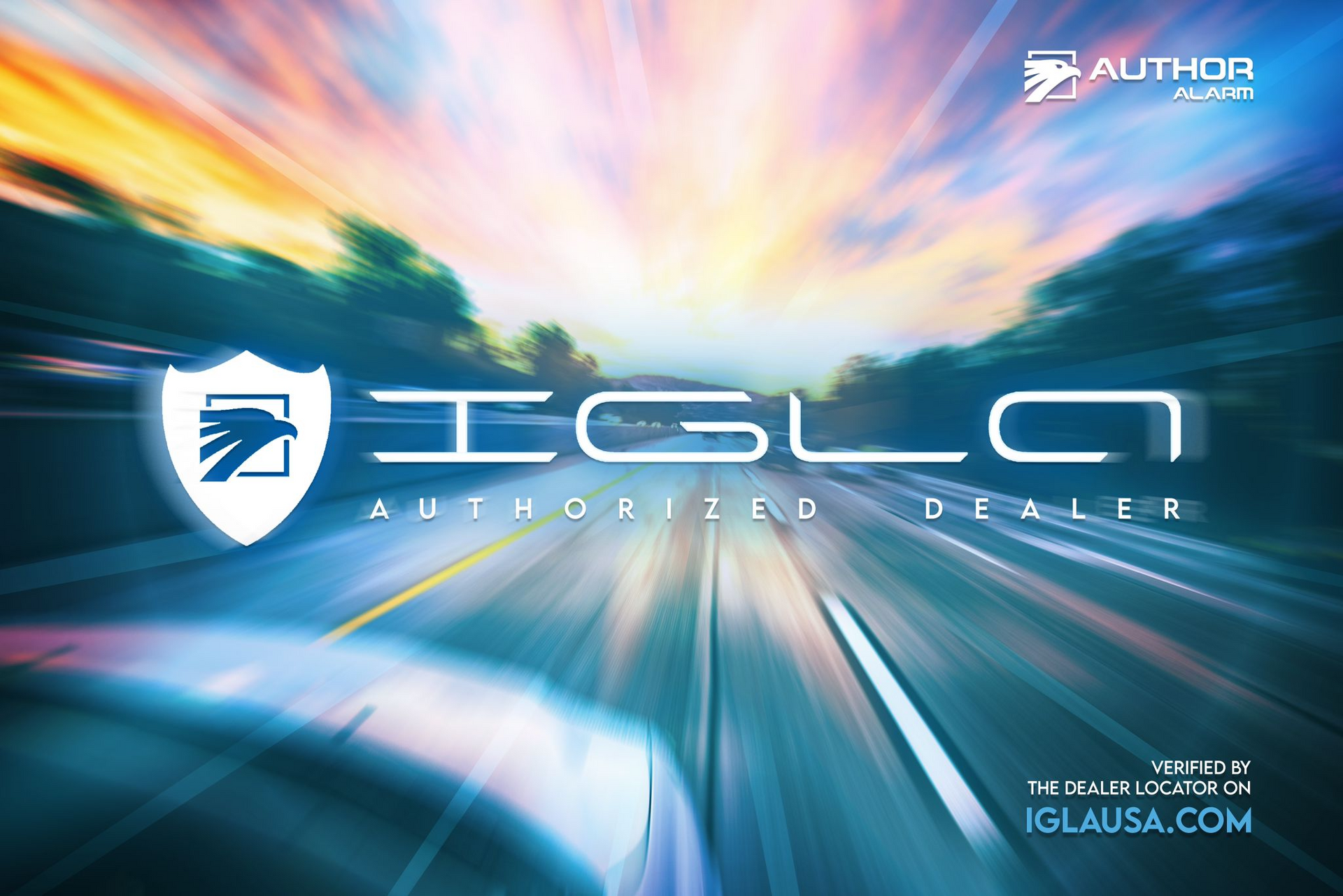 A poster for igl authorized dealer with a shield on it