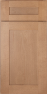 A close up of a wooden cabinet door on a white background.