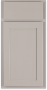 A close up of a white cabinet door on a white background.