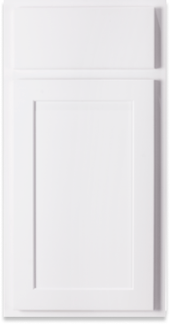 A white cabinet door with a shadow on a white background.