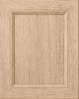 A close up of a wooden door with a square frame.