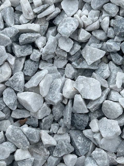 Gray and white gravel rocks, tightly packed.