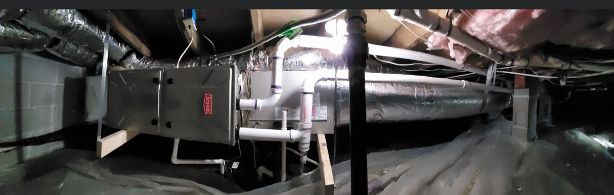 a picture of an air conditioner in a basement .