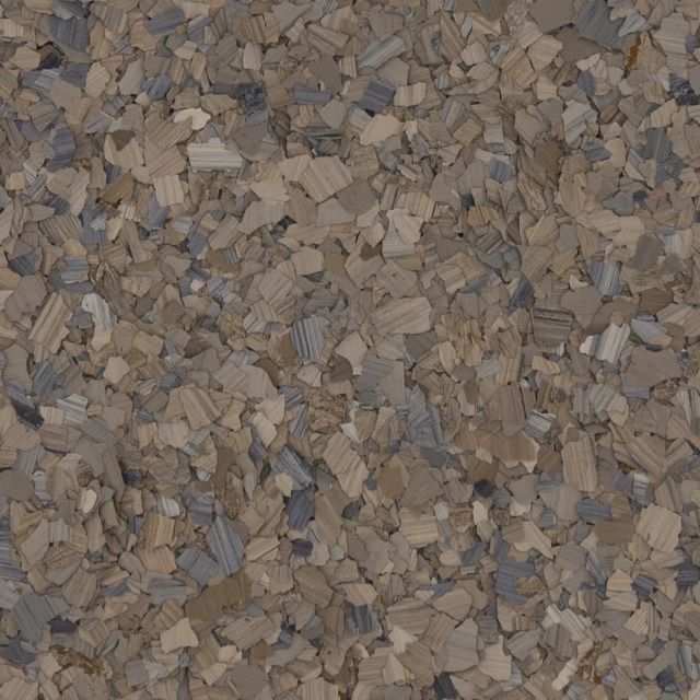 Close-up of small tan and gray gravel stones filling the frame