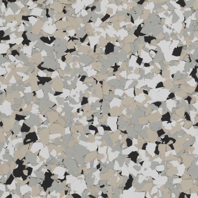 Abstract close-up of beige, gray, and white stone or terrazzo speckles