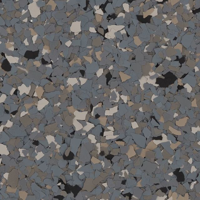 Abstract pattern of small gray, tan, and black stones or tiles filling the frame