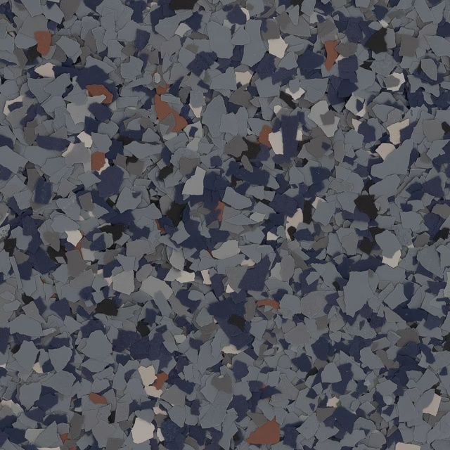 Abstract gray, blue, and tan speckled pattern resembling camouflage or terrazzo.