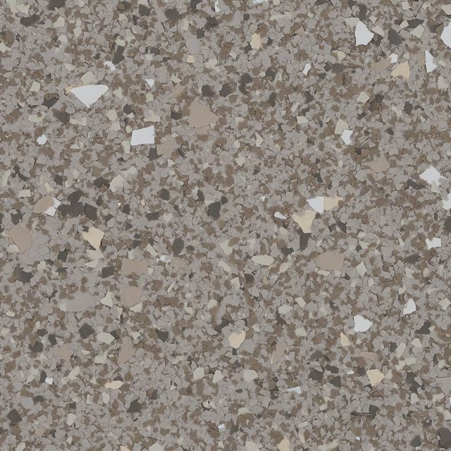 Close-up of speckled gray terrazzo or concrete surface with small white and tan flecks