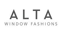ALTA Window Fashions logo with dark gray letters on white background. Text reads