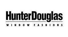 Hunter Douglas logo. Black text on white background. Company name over tagline,