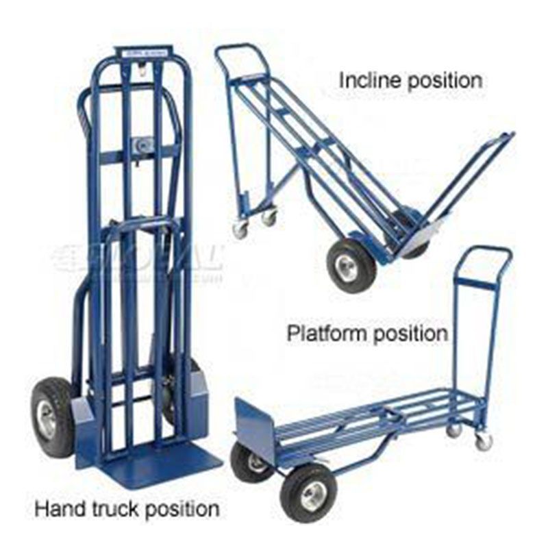 A picture of a hand truck in incline position and platform position