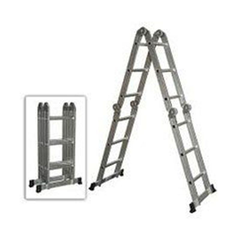 A picture of a folding ladder on a white background.