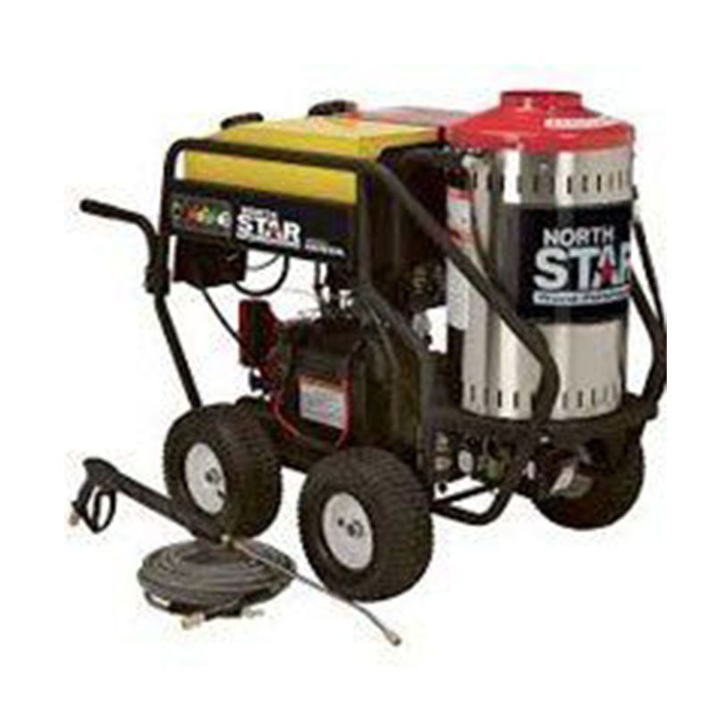 A north star pressure washer with a generator attached to it.