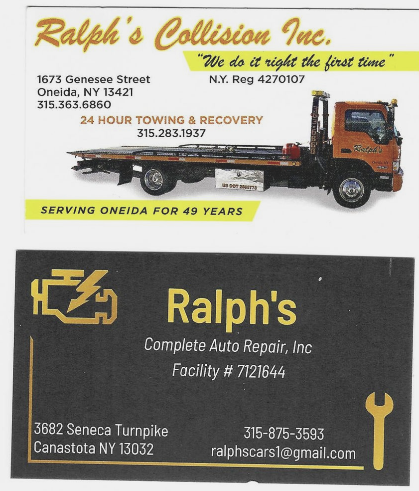 Ralph's Collision Oneida NY
Ralph's Complete Auto Repair Canastota NY _logo