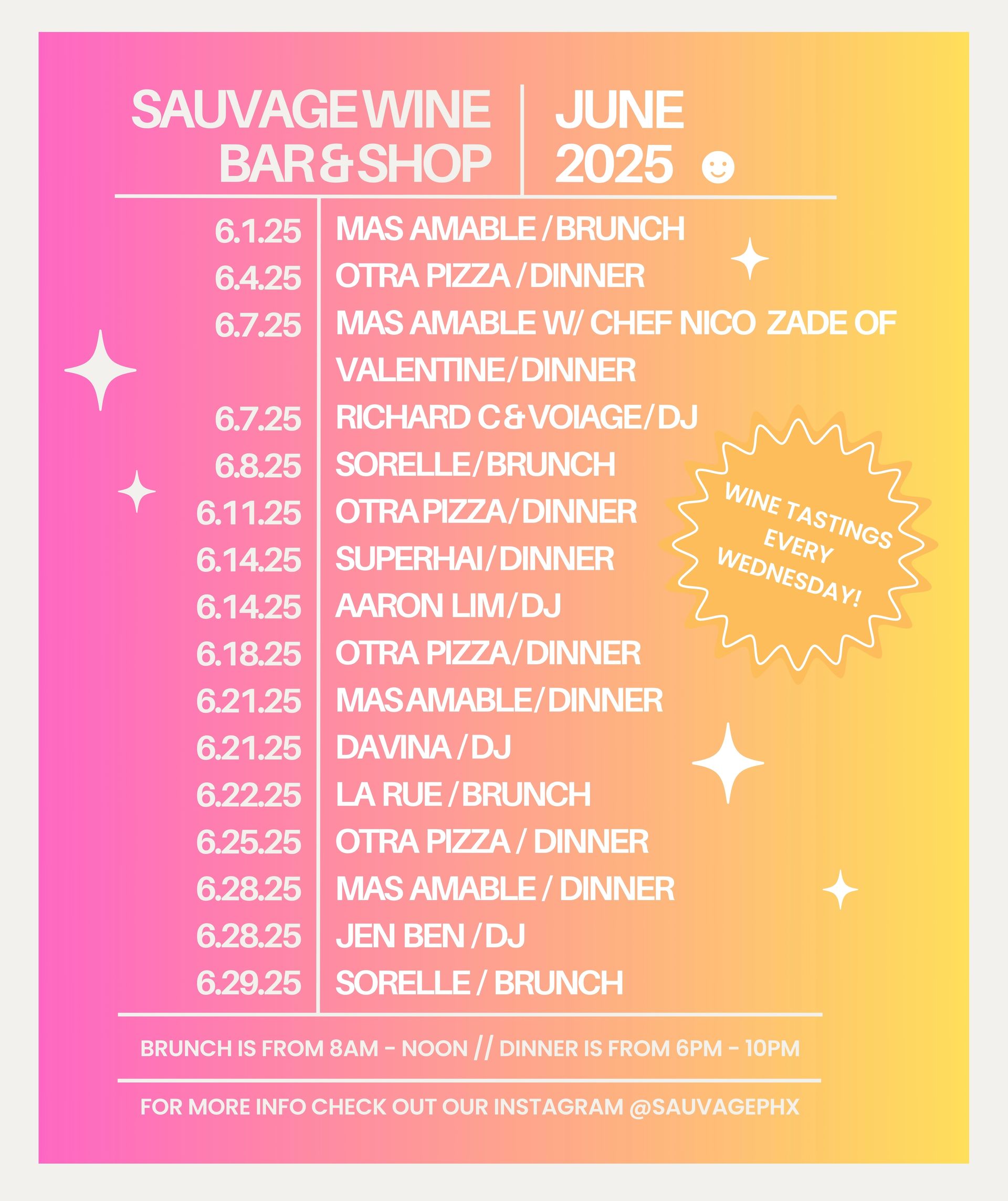 Sauvage Wine Bar and Shop events.