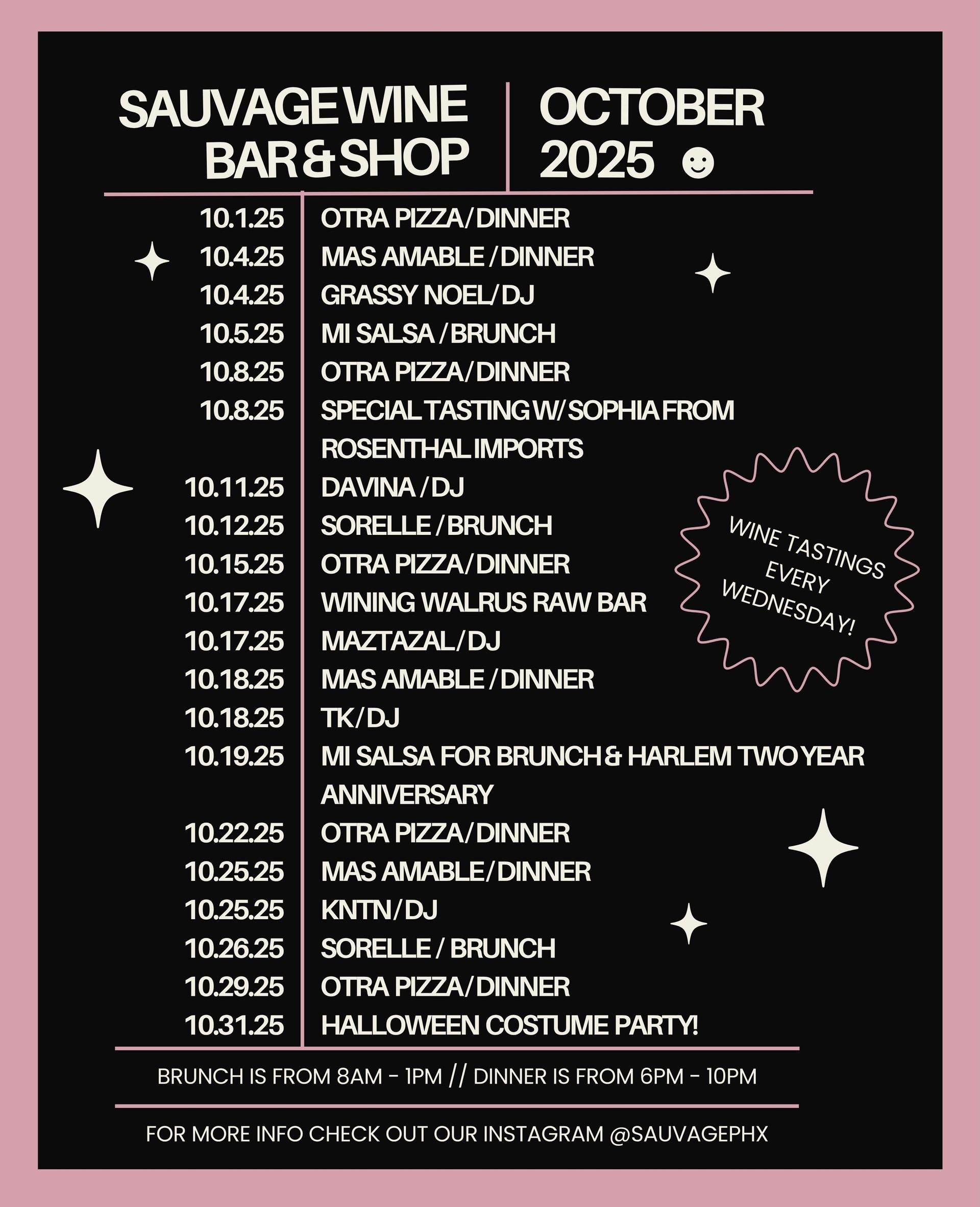 Sauvage Wine Bar and Shop events.