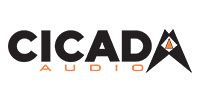 Cicada Audio logo with bold black text, orange accents, and a stylized “A” on a white background