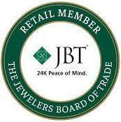Retail Member badge for Jewelers Board of Trade, green and gold, with JBT logo.