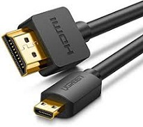 Black HDMI cable with gold connectors.