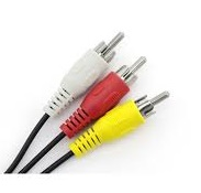 Three RCA cables: white, red, and yellow, with black cable insulation.