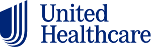 UnitedHealthcare logo: blue abstract design with curved lines and text