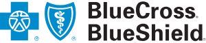 Blue Cross Blue Shield logo with cross and shield icons.