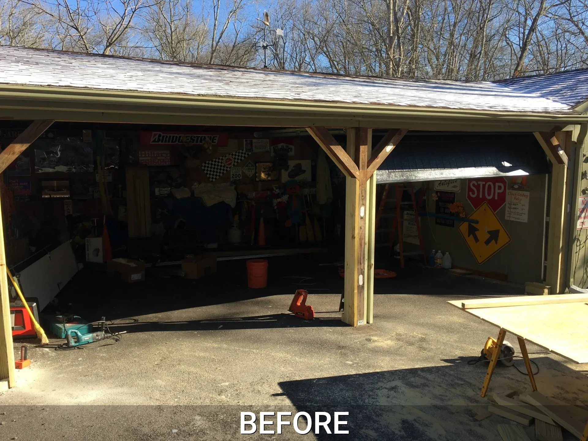 Before photo of a garage