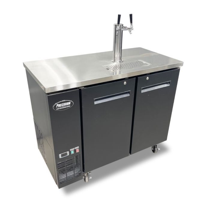 Sided View - 48 Kegerator 2 Door Draft Refrigerator