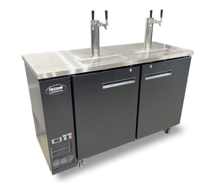 Sided View - 60″ Kegerator 2 Door Draft Refrigerator