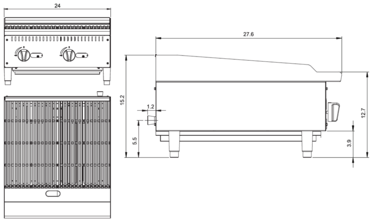 24″ Radiant Char Grill Specifications