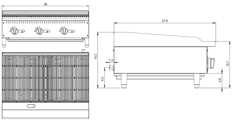 36″ Radiant Char Grill Specifications