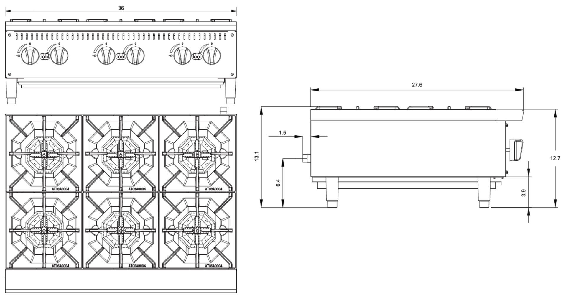 6 Burner Gas Hot Plate Specifications