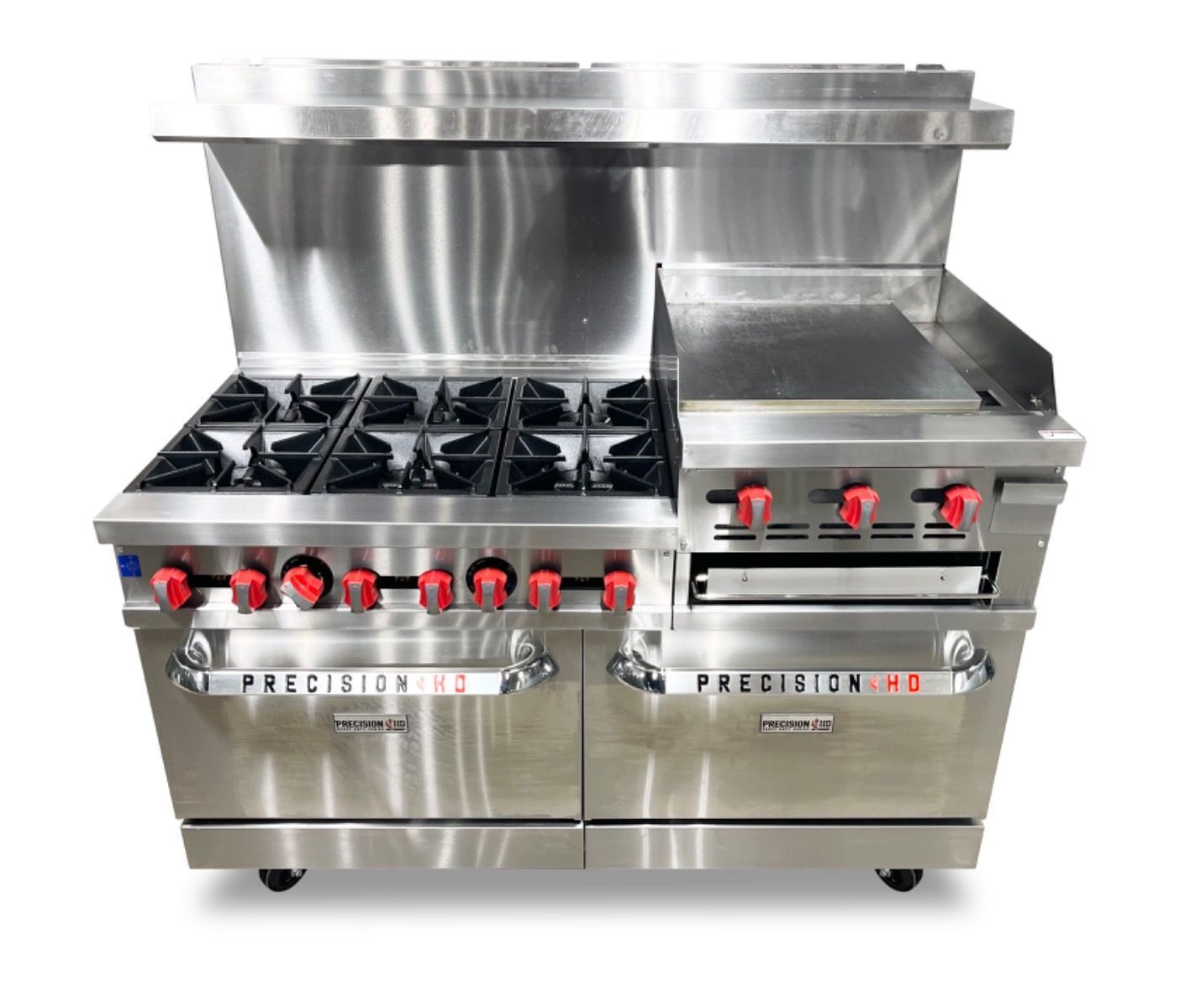 Exterior 6 Burner Range With 24″ Griddle and Broiler Feature
