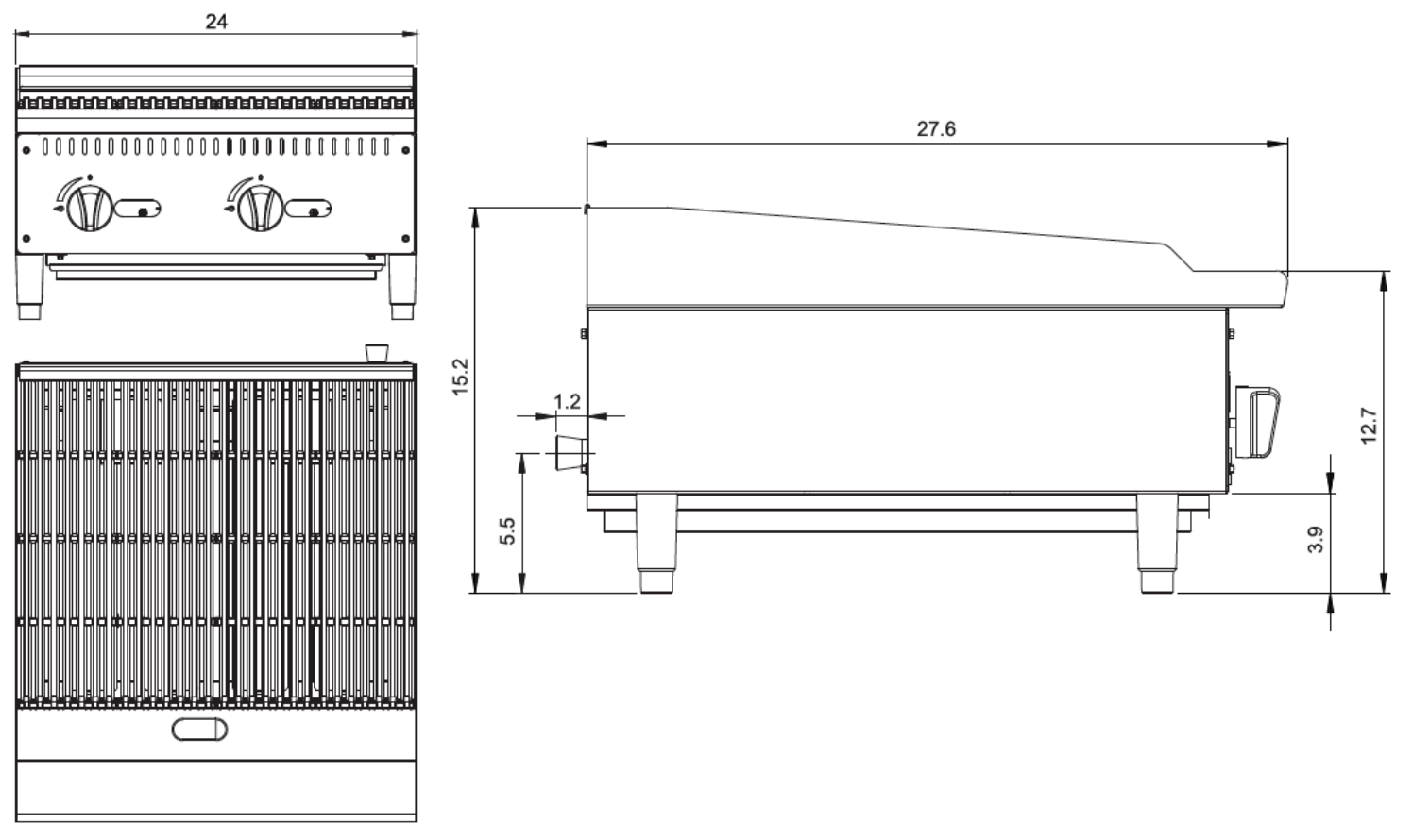 24″ Radiant Char Grill Specifications