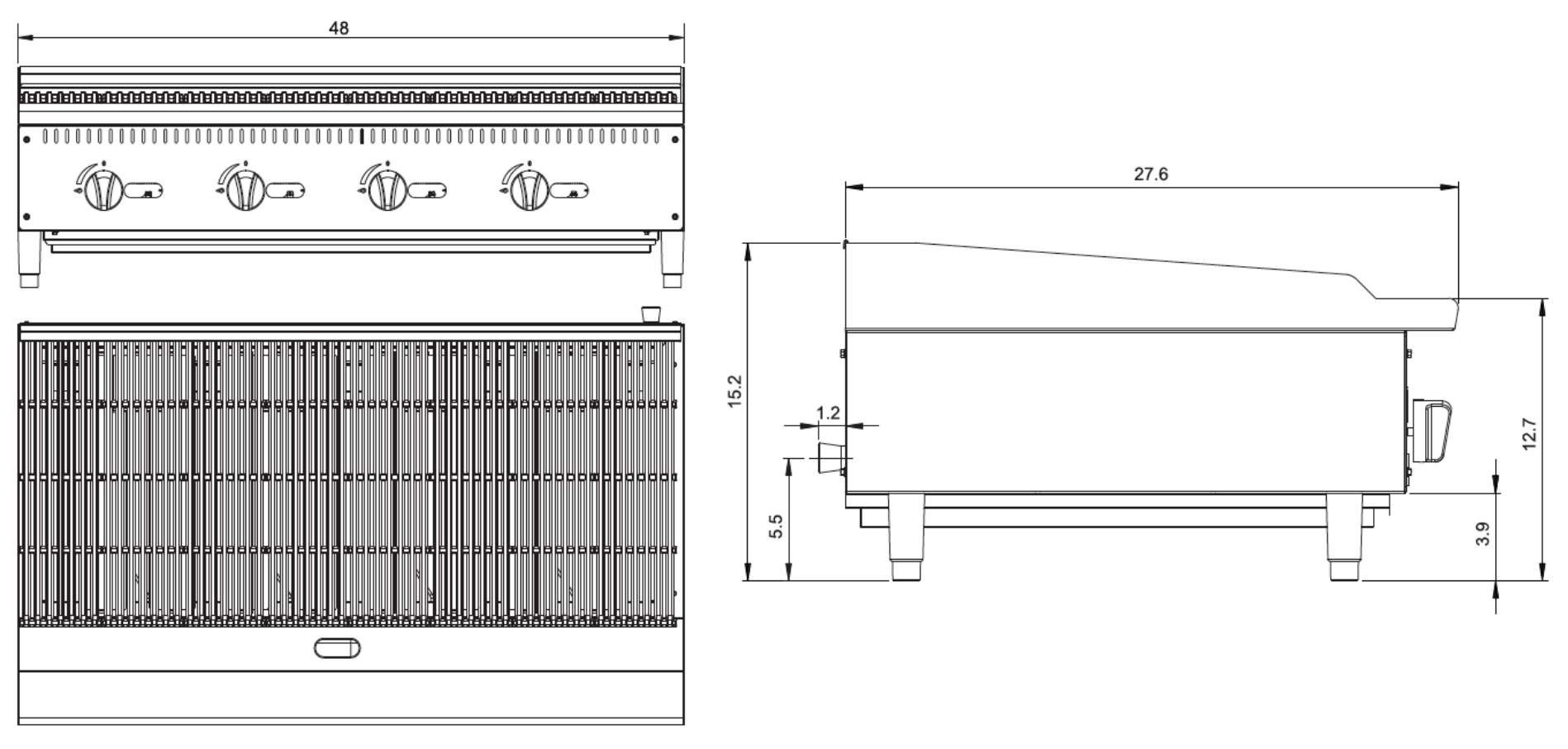 48″ Radiant Char Grill Specifications