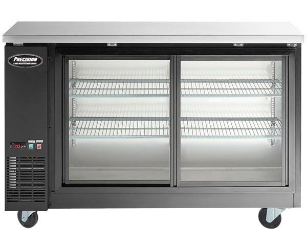 Front View - 60” 2 Door Back Bar Refrigerator Sliding Doors