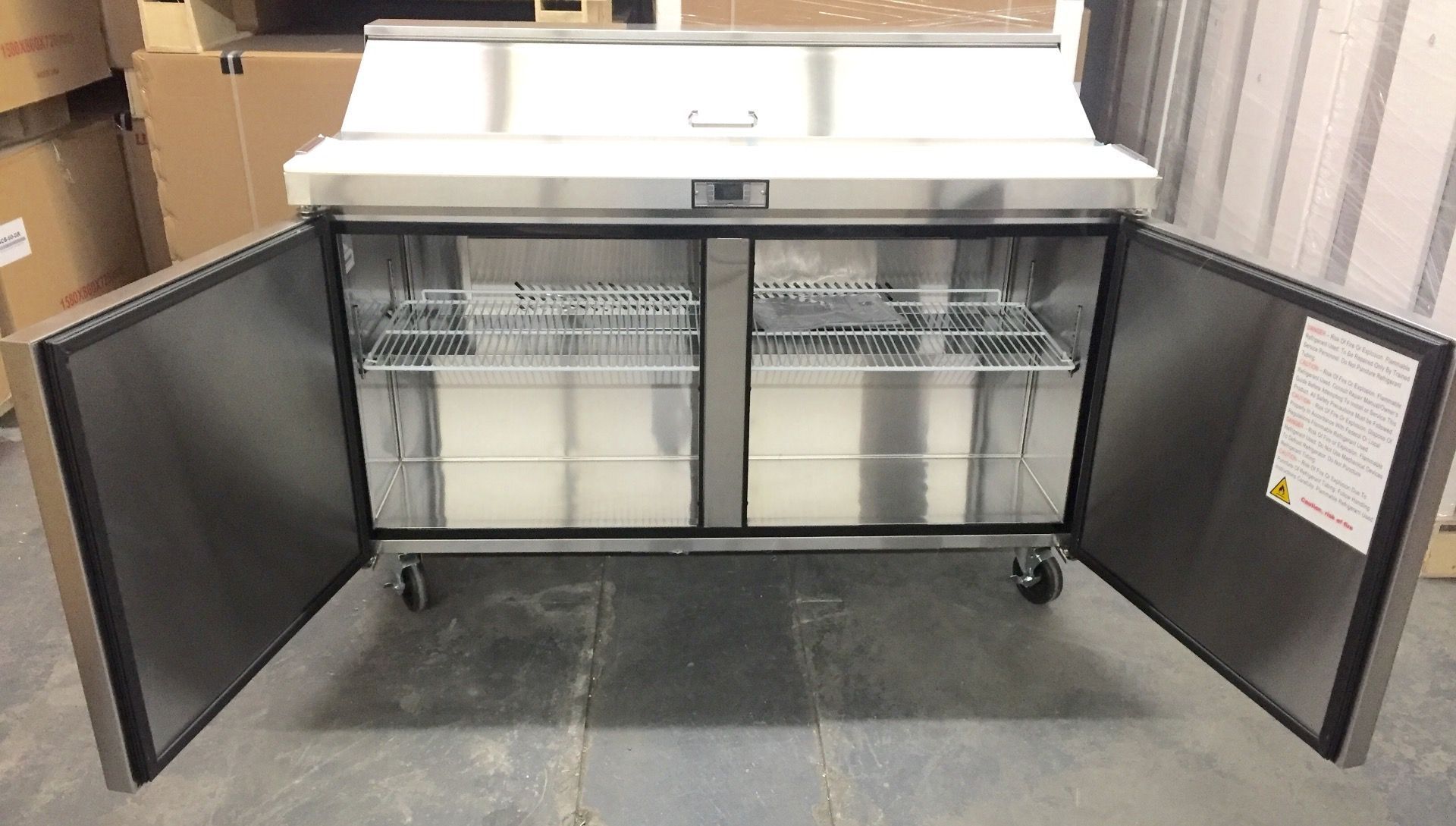 Interior 60″ Sandwich Prep Unit Standard Top 16 Pan 2 Door