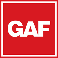 The letters GAF in white, bold, sans-serif font, centered inside a red square with a white border.