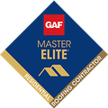 GAF Master Elite Residential Roofing Contractor logo on a diamond-shaped blue background.