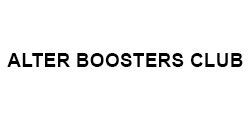 The alter boosters club logo is black and white on a white background.