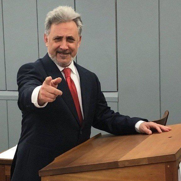 Lawyer presenting inside courtroom
