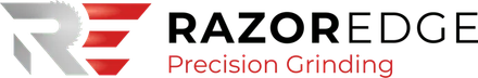 RAZOR EDGE Precision Grinding logo with red and gray stylized initials on a white background