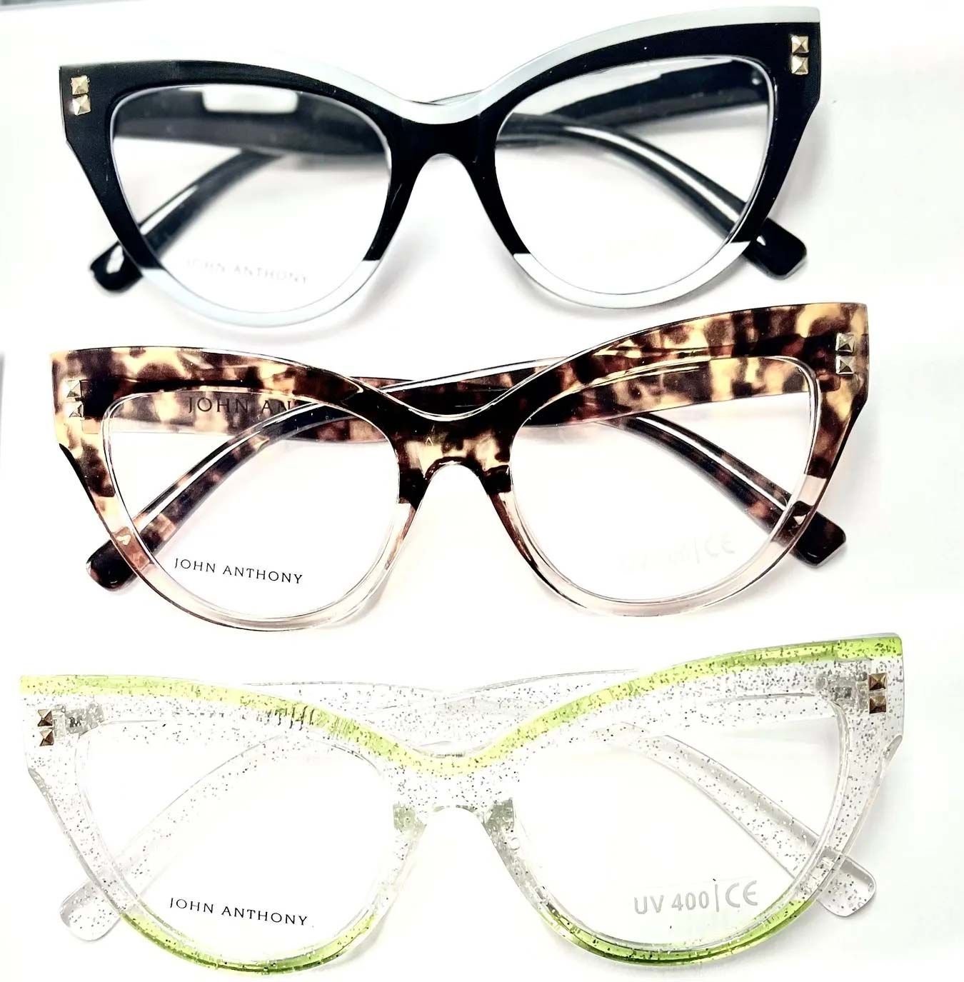 Three pairs of stylish eyeglasses