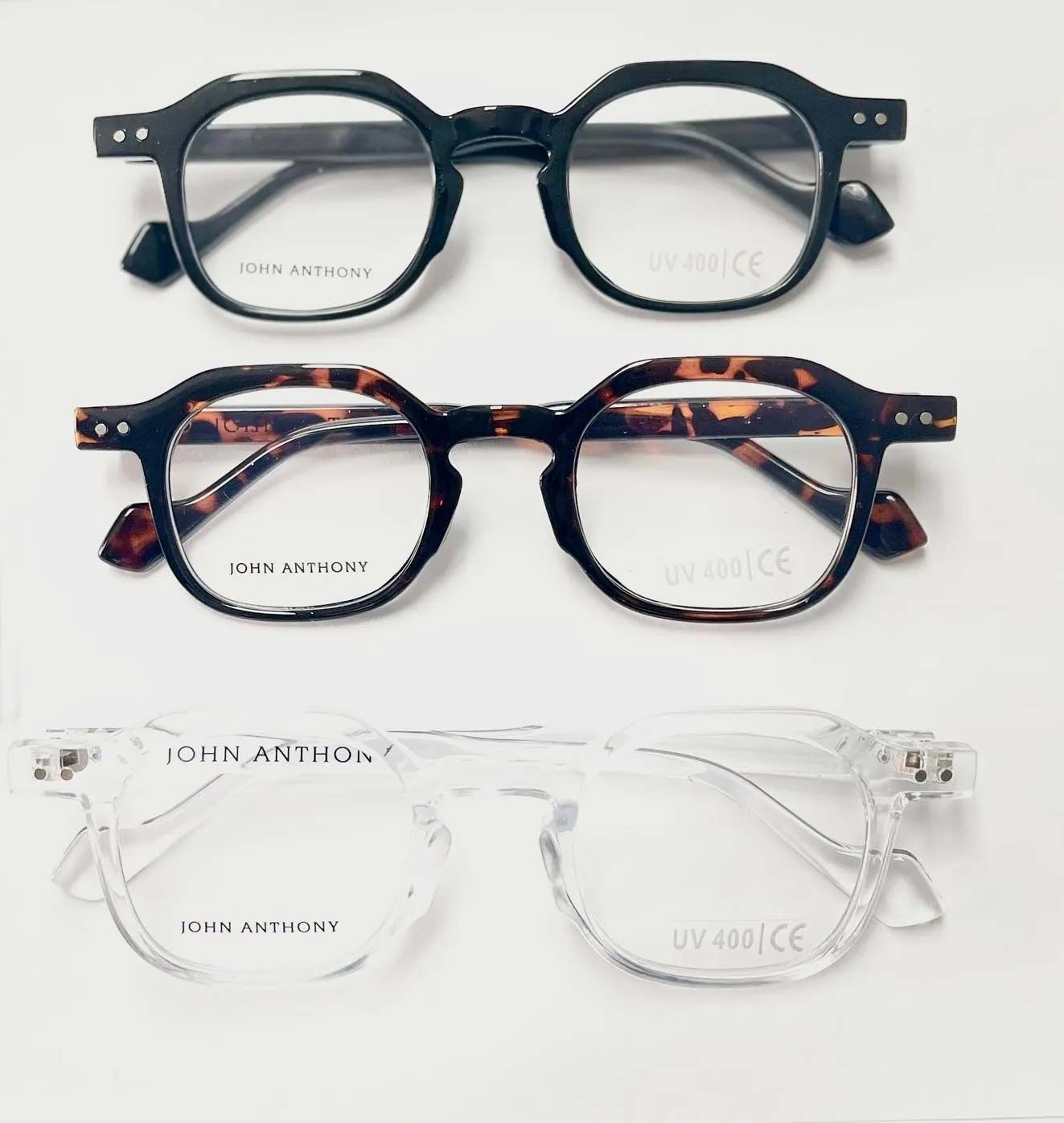 Three pairs of eyeglasses