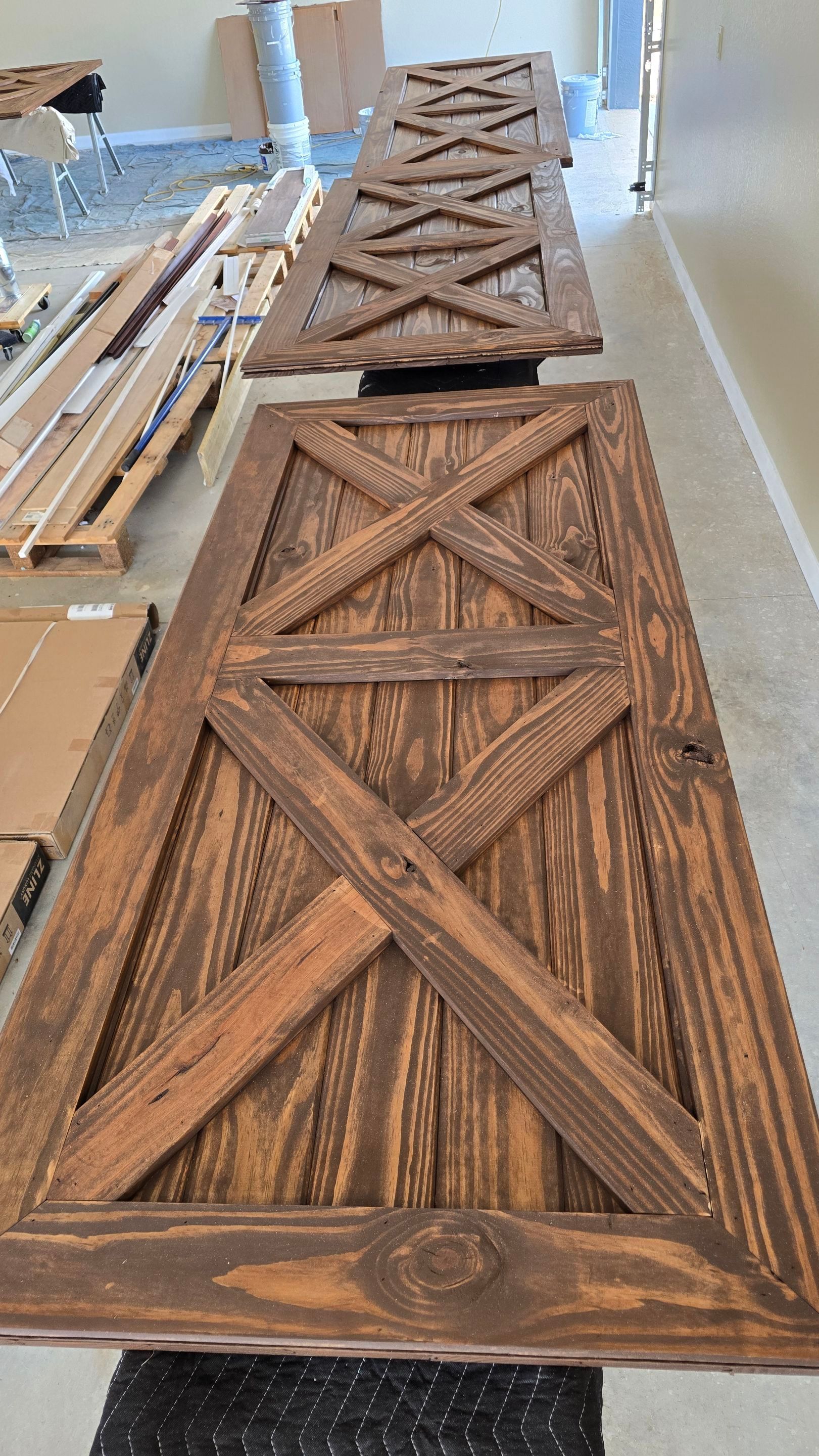 Wooden barn doors with an 